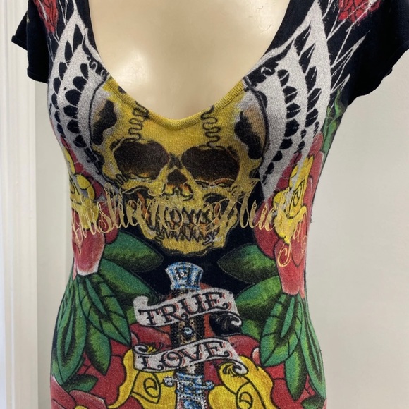 Christian Audigier size medium black top for women - Picture 3 of 11